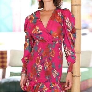 Willow & Root Floral Smocked Dress Size Small